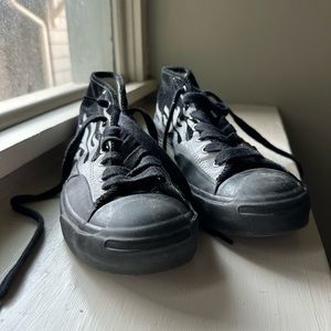 Converse jack parcel black with flames/corduroy